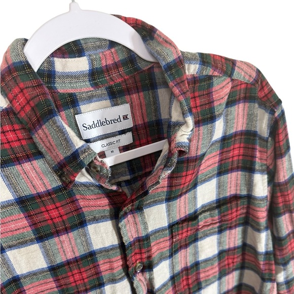 Saddlebred | Women’s Flannel | Size Medium | 100% Cotton | Red/Green/Blue Plaid - Picture 2 of 6